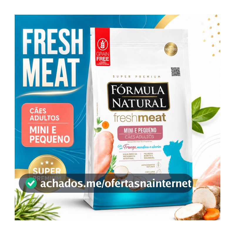 Ração Fórmula Natural Fresh Meat Cães Adultos Mini Pequeno 1kg 2x500g
