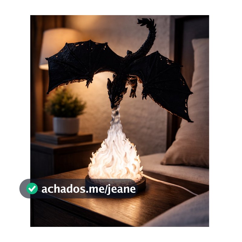 Luminária abajur gueek Dragão a Casa do Dragão, iluminação decorativa em led