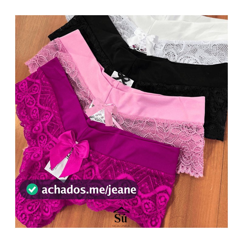 Kit 5 ou 3 Calcinhas Tanga Renda Luxo Trabalhada Forro em Algodão Cós Microfibra