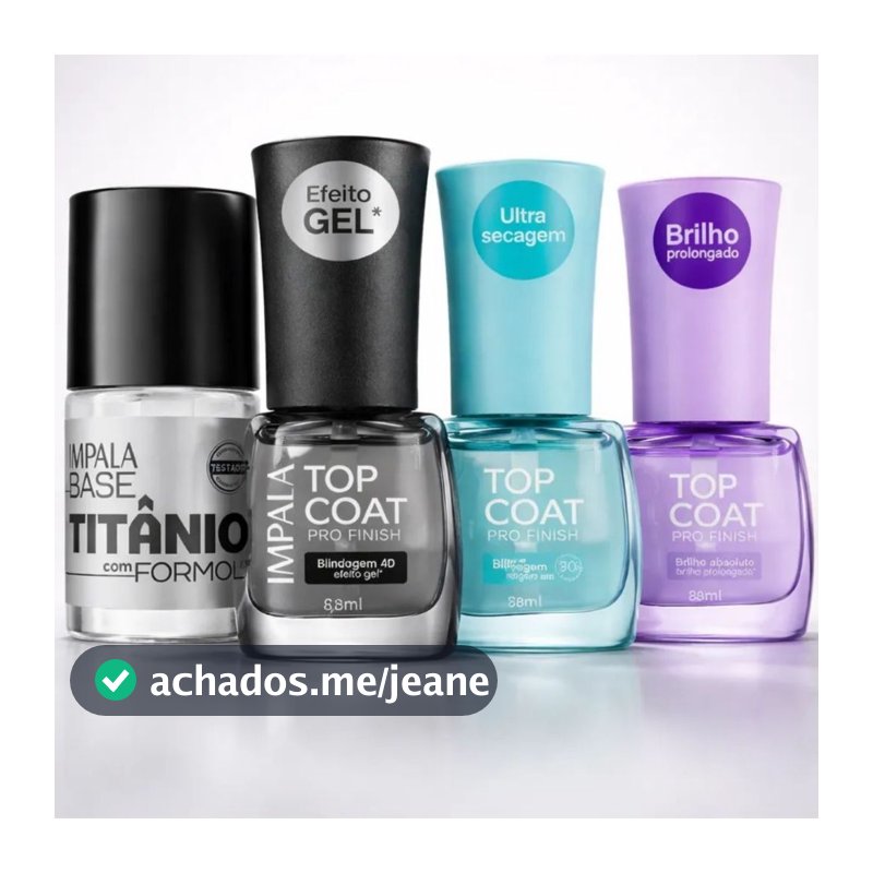 Impala Base Titânio e Top Coat Pro Finish Efeito Gel, Ultra Secagem Super brilho Manicure Pedicure Esmalte Unhas Atacado
