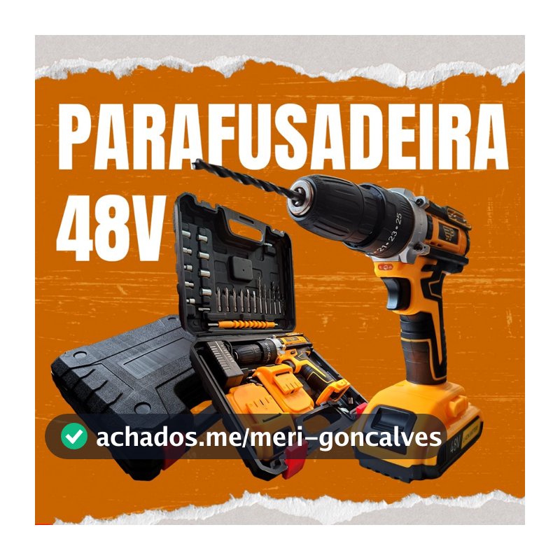 Furadeira e Parafusadeira de Impacto 48v 2 Baterias Elétrica 10mm Mandril Broca Potente Resistente