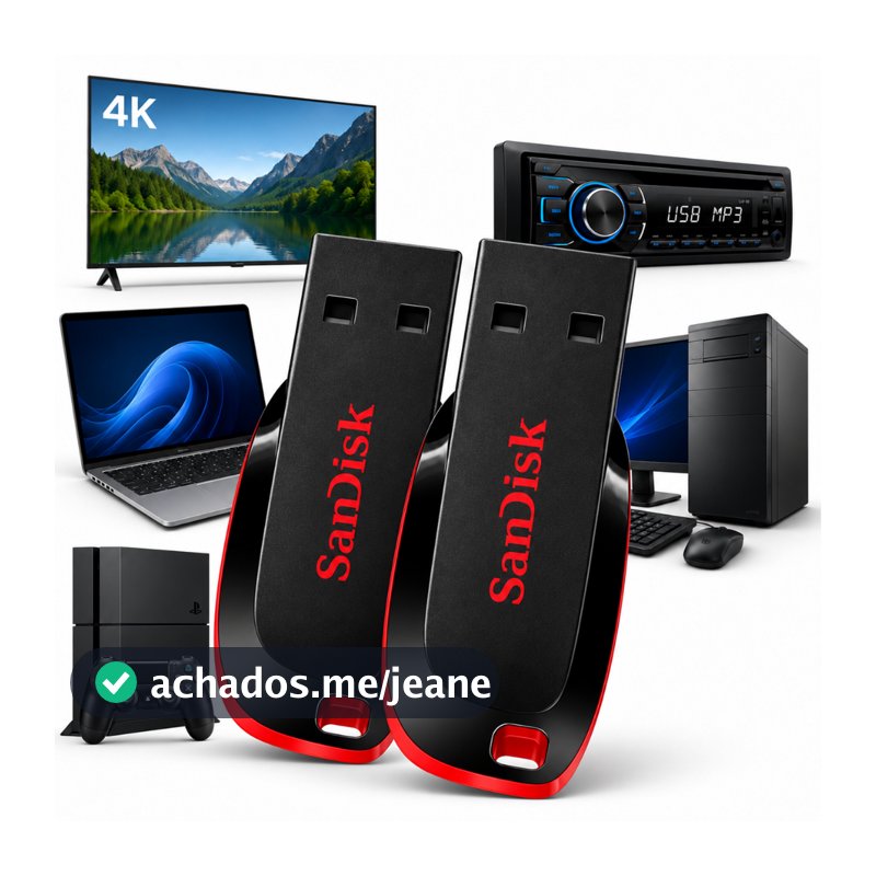 Kit 2 Pendrive Cruzer Blade 128GB USB Flash Drive Portátil Para Notebook