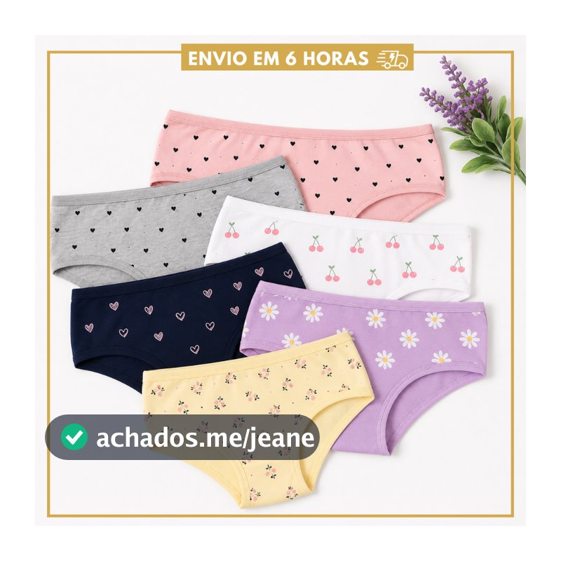 Kit 10 Calcinhas de Algodão Juvenil para Meninas ou 5 Calcinhas Roupa Íntima Infantil