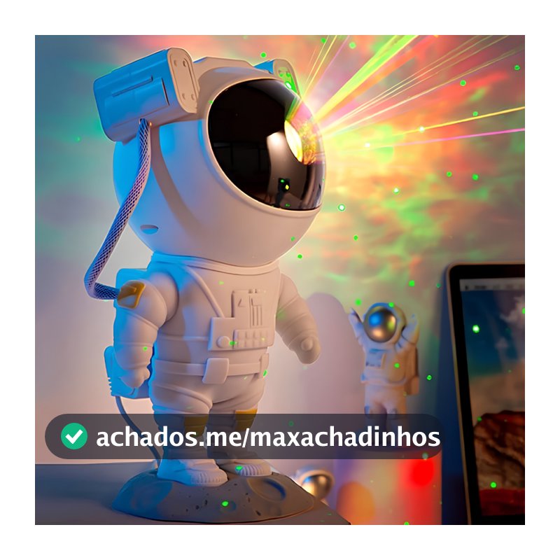 Luminária Astronauta Projetor De Luz  Noturna Controle Remoto Galáxia Nebulosa Estrelas Rotação 360 Cabeça Magnética