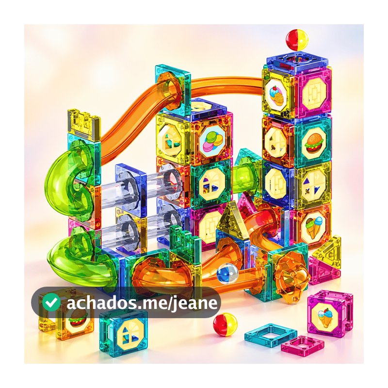 Brinquedo Bloco Magnético STEM 94 Peças Premium Diversões
