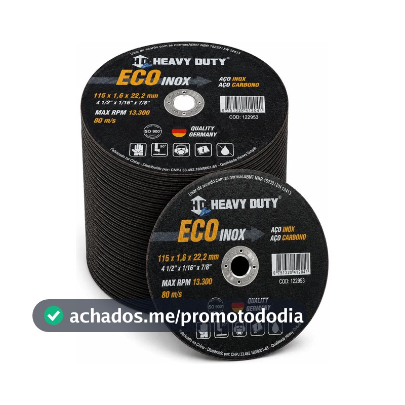 Kit 50 Disco Corte Aço Inox Metal 4.1/2 polegadas 115x1,0x22,2mm Corte fino Esmerilhadeira