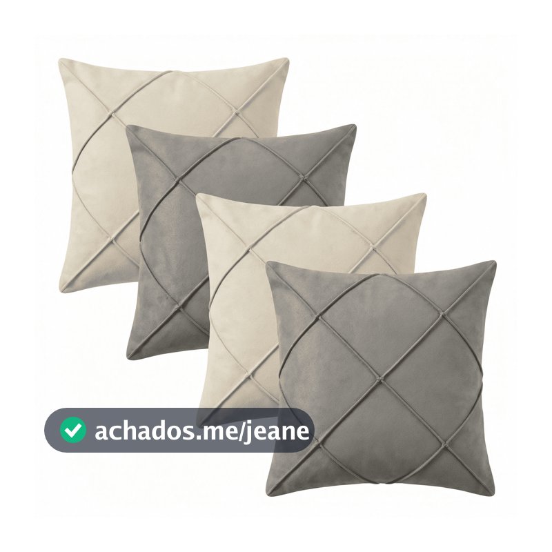 Kit 4 Capas de Almofada 40x40 Suede Premium Drapeada Decorativa Zíper Luxo
