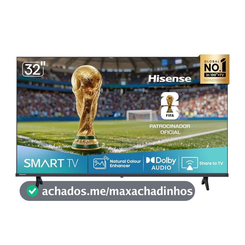 Smart TV Hisense DLED HD 32" 32A4NV Processador AI HDR10 Alexa Google Home
