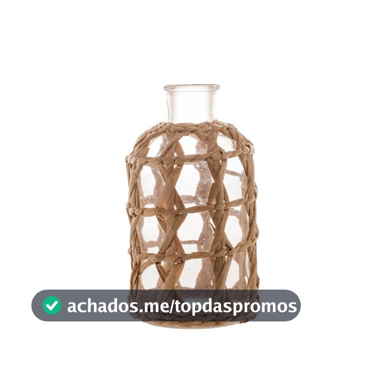 Vaso Wolff de Vidro e Fibra Natural 11cm x 20cm