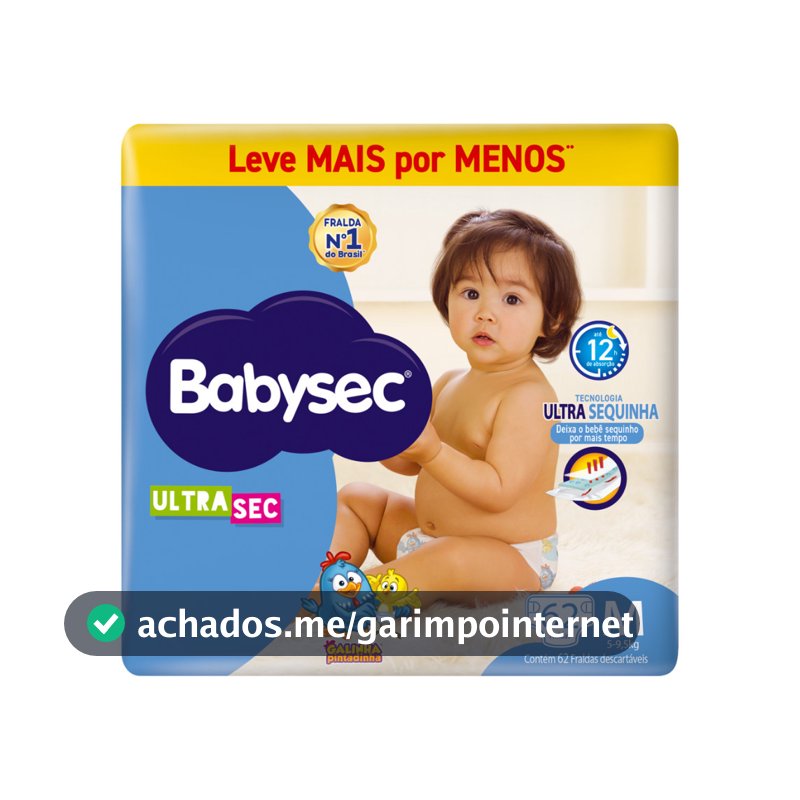 Fralda BabySec Hiper M 62 Unidades Ultrasec Galinha Pintadinha – Super Econômica Leve mais Pague menos