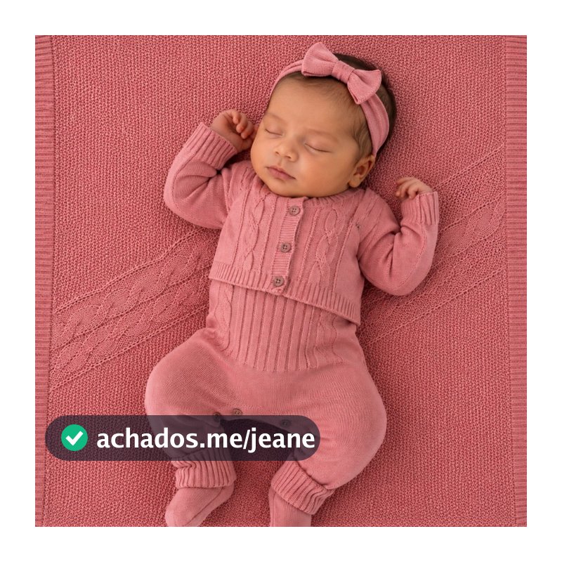 Kit Jardineira Casaquinho e Manta Tricô Saída Maternidade RN