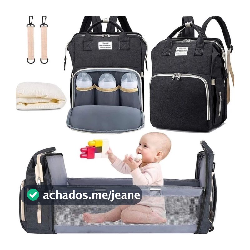 Mochila Bolsa Maternidade Térmica que vira Berço Multifunções Impermeável