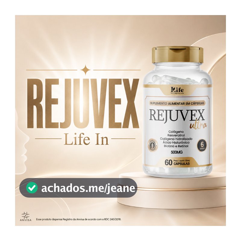 Rejuvex Ultra - 60 Cápsulas - Colágeno + Ácido Hialurônico - Resveratrol - Colágeno Hidrolisado