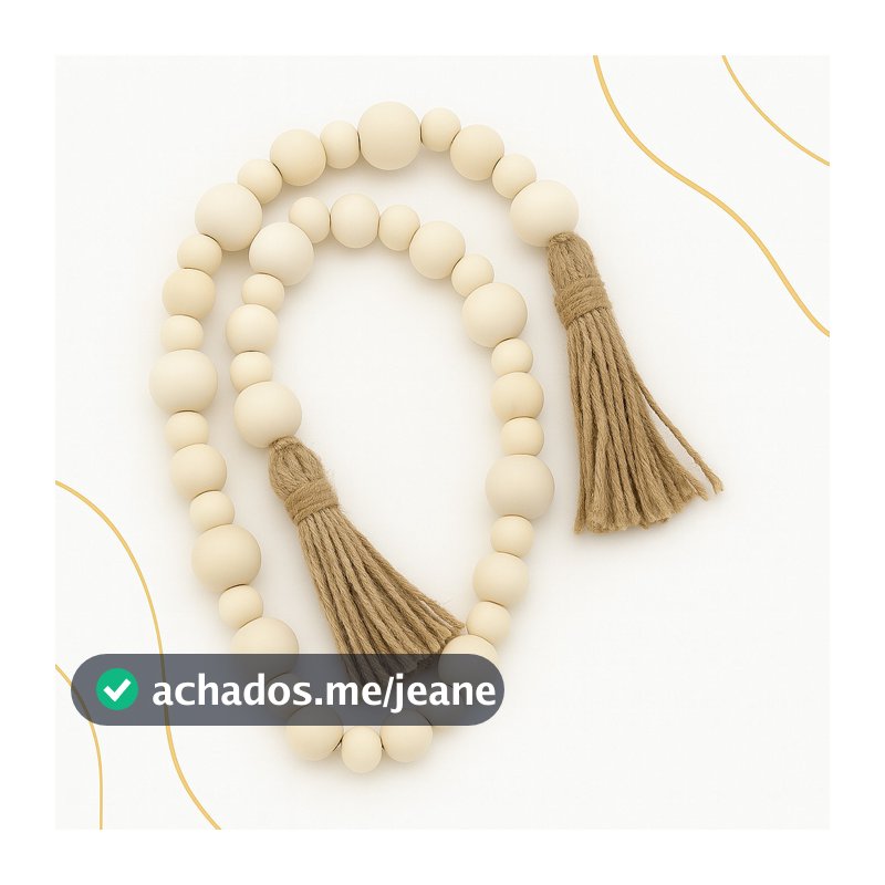 Cordão Madeira C/tassel Decorativo Mesa Casa Artesanal