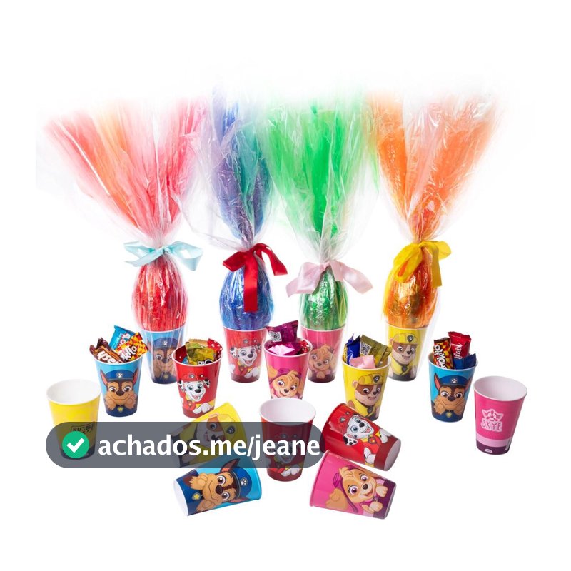 Kit 16 Copos Patrulha Canina Páscoa Lembrancinha Ovos Caseiros Festa Dia das Crianças Plasútil