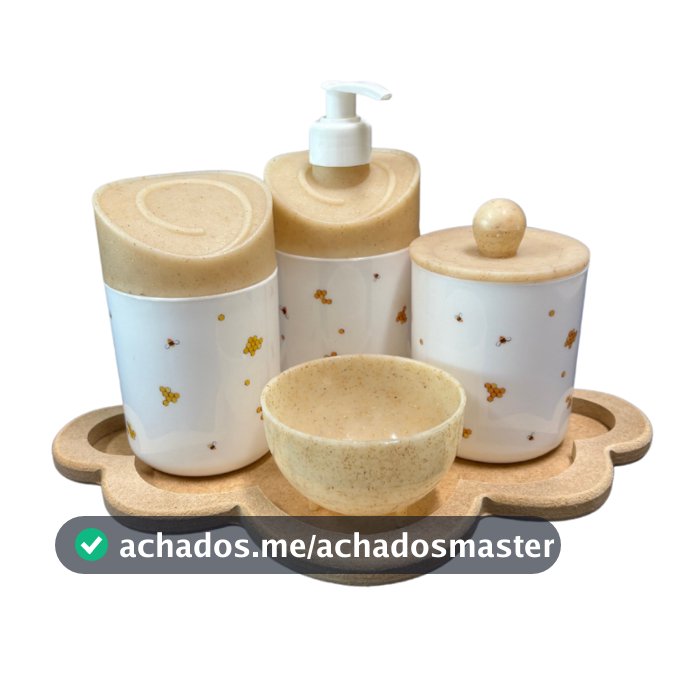 Kit Higiene Abelhinha Baby C/bandeja Nuvem E Quadrada MDF