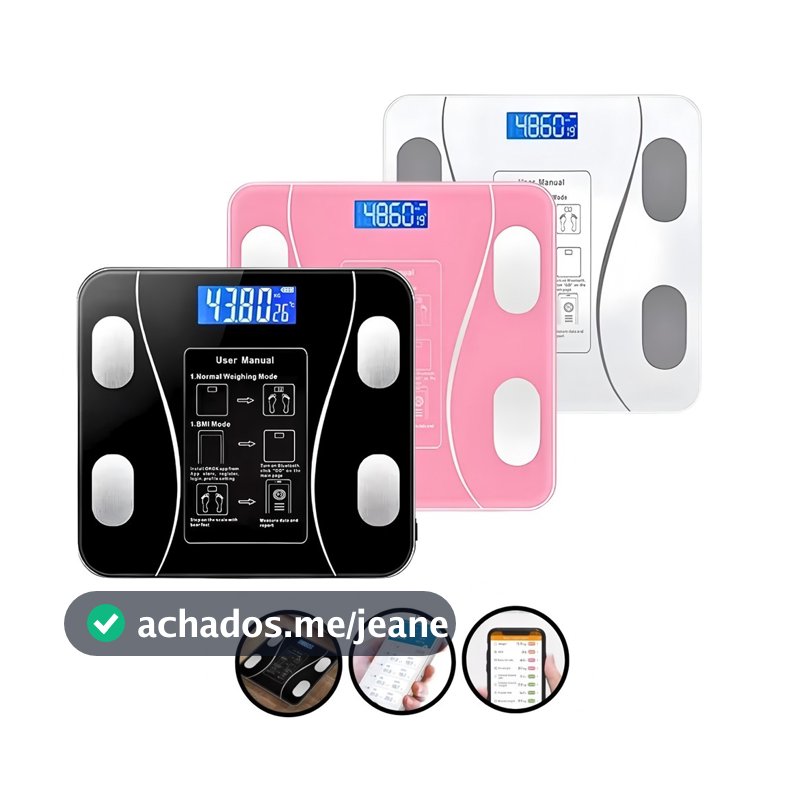 Balança Bioimpedancia Digital Bluetooth Corporal até 180kg Resultado Pelo Celular 3 Cores