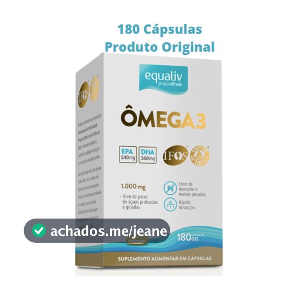 Ômega 3 Equaliv 1000mg EPA DHA 180 Cápsulas Gelatinosas Alta Concentração Suplemento Óleo de Peixe Original