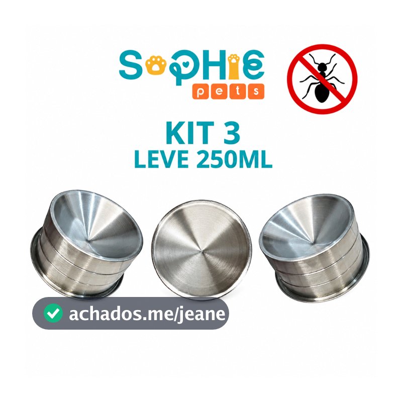 Kit 3 Comedouro Ergonômico Anti-formiga Elevado Para Gato Pet