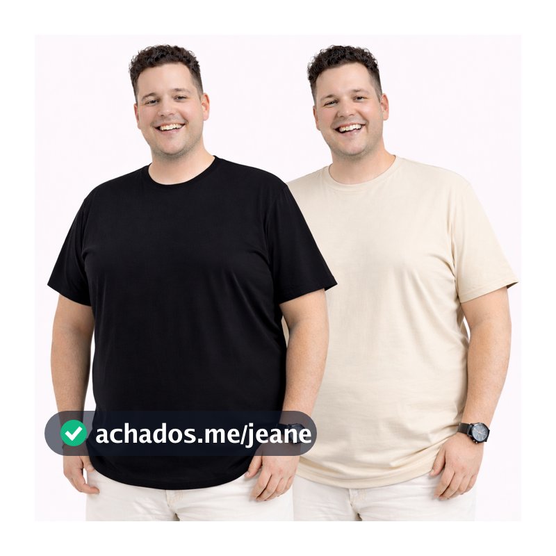 kit 2 Camiseta Plus size Masculina 100% Algodão Fio 30.1 Penteado Alta Qualidade e Acabamento
