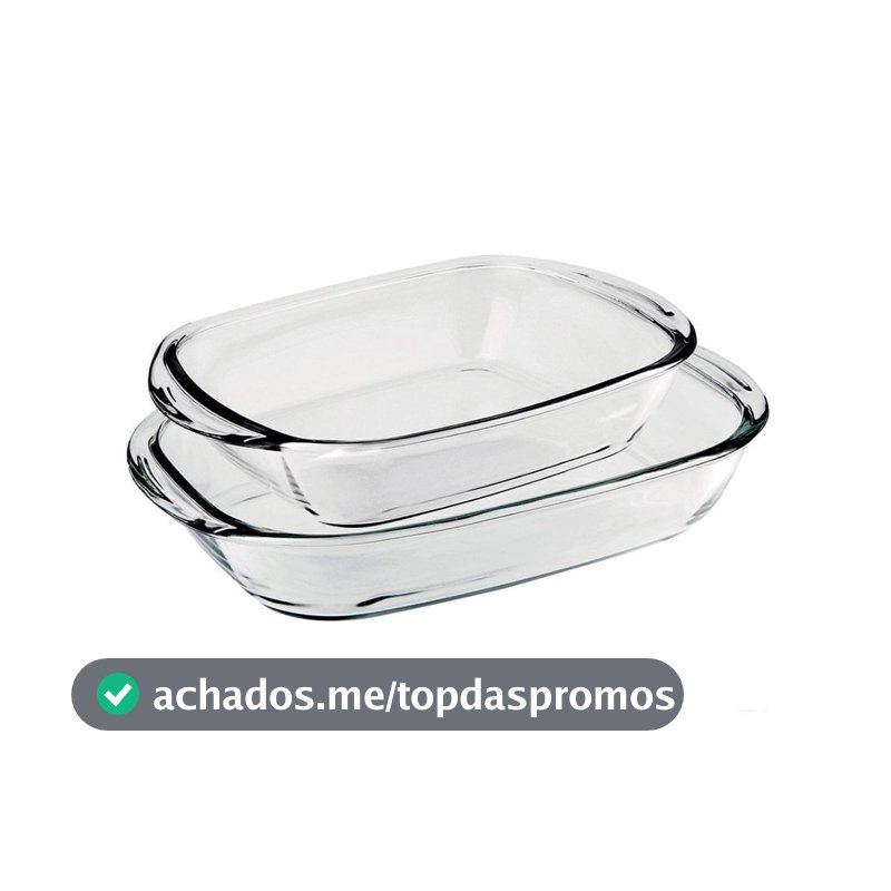 Conjunto de Assadeiras Retangular Nadir Sempre em Vidro 2 Peças