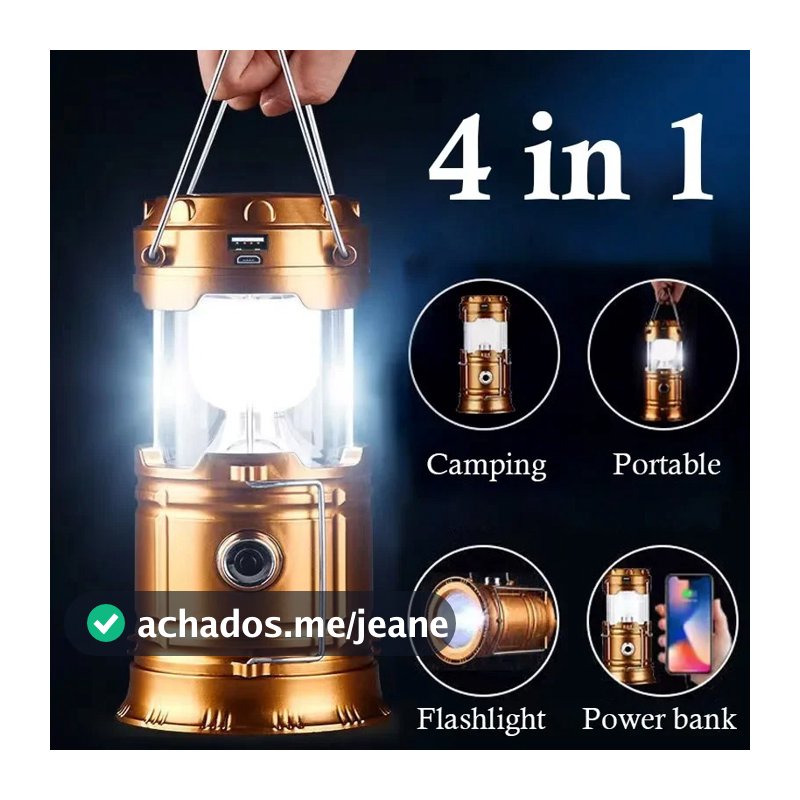 Lampião Luminária Carregador Solar Camping Usb Led Lanterna