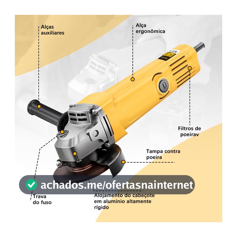 【110V/220V】Lixadeira Esmerilhadeira Angular 4 1/2 100mm 1250w 110v/220v Imperdível