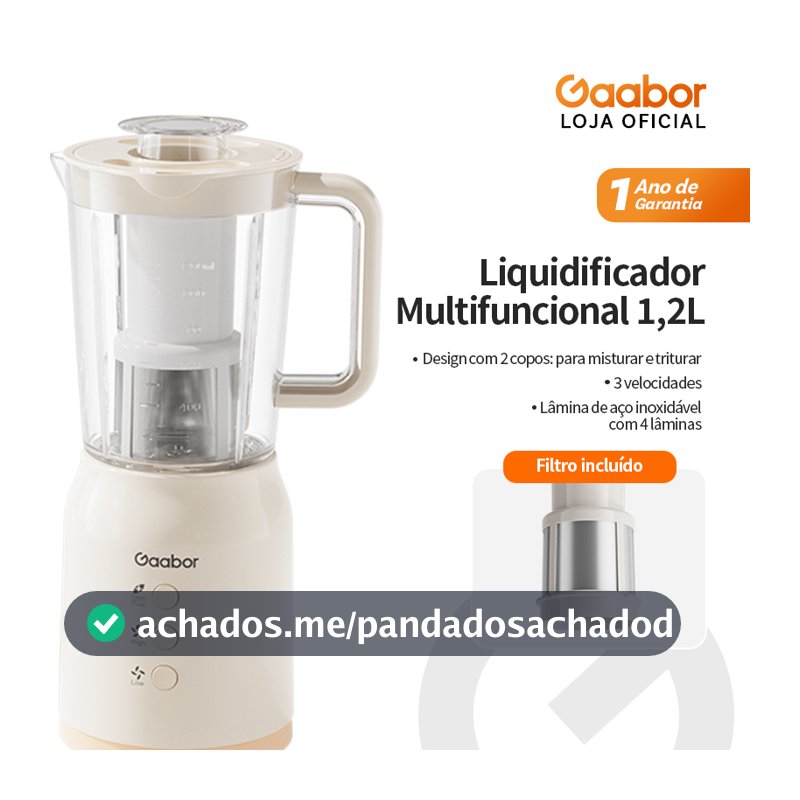 Gaabor Processador 3 em 1 Suco Carne Grão 400W Bivolt 3 Copos Inox JM-12E01A