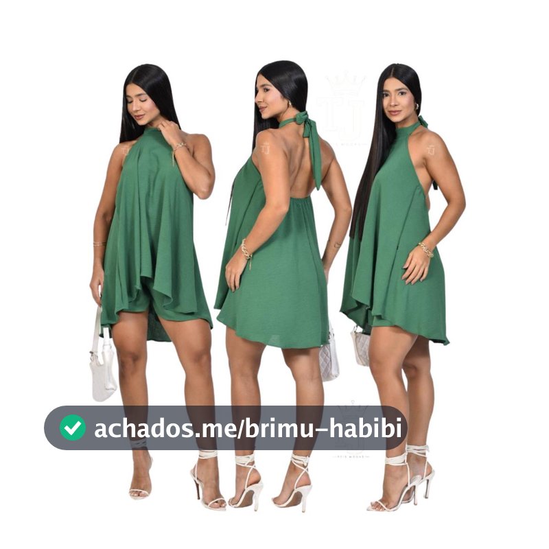 Conjunto Feminino Frente Única Vestido Macaquinho Soltinho Com Decote nas Costa Tendência Gola Alta