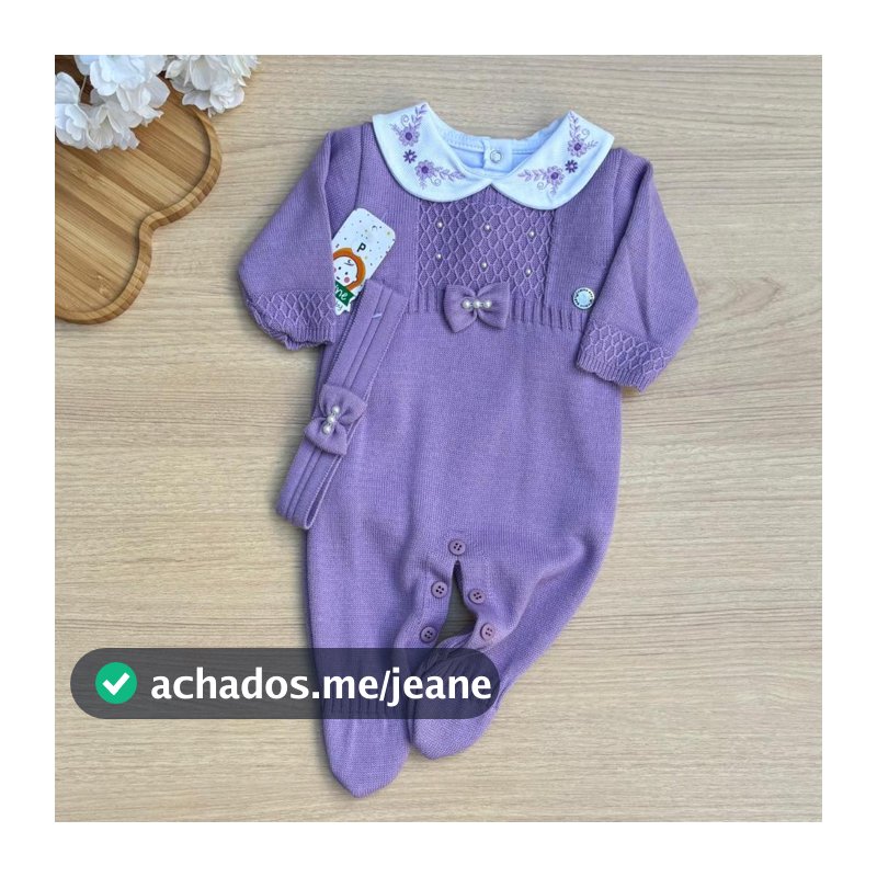 Saída de Maternidade Menina Mayte Tamine Dinhos Baby Tricot 3 Peças