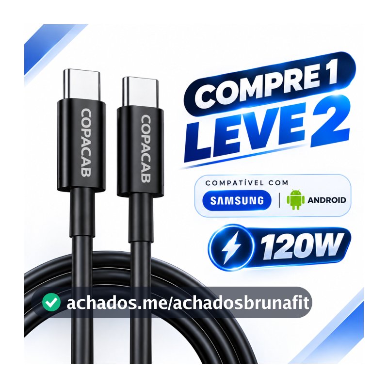 Cabo Carregador Super Rápido 120W Tipo C para Tipo C, p/Androi/Samsung Galaxy S26 S25Plus S24FE S23 S22 S21 Ultra USB-C