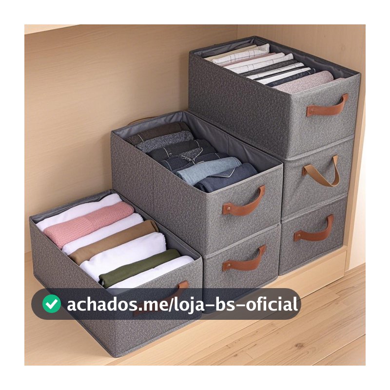 KIT 2/3/4/5 Cesto Organizador de Guarda Roupas Reforçado Caixa para Armazenar Multiuso Rígido