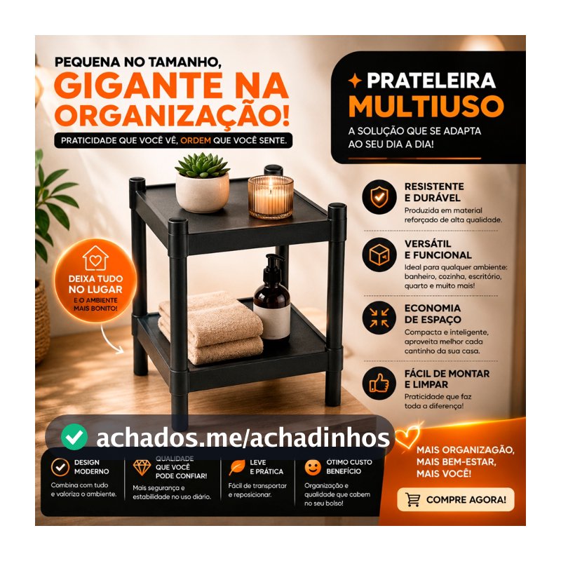 Estante Organizadora Multiuso 2 Andares Preta Prateleira Sapateira Banheiro Cozinha Quarto Lavanderia Casa Escritório