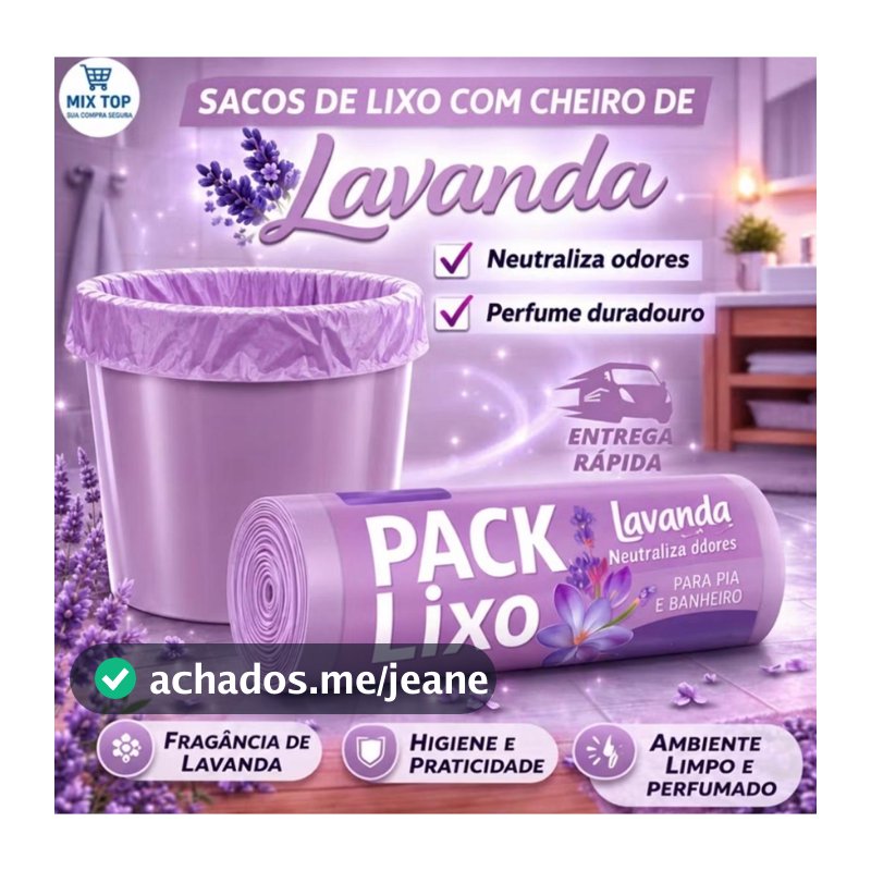 Pack Saco Lixo Lavanda Para Pia e Banheiro Fragrância Duradoura!!