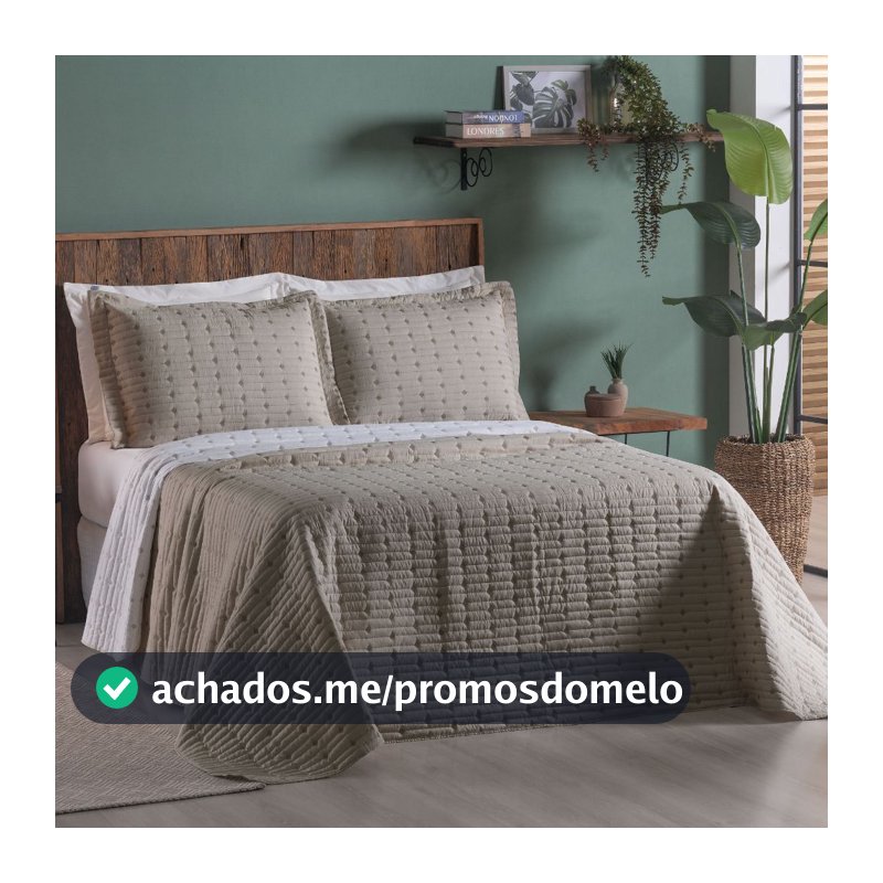 Cobre Leito Kit Colcha Percal CASAL ToqueMacio Bordado Decor