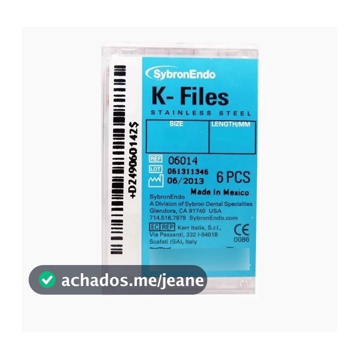 Lima K-files 25mm Endodôntica Kavo Kerr Com 6 Unidades- Acessórios Ortodôntico