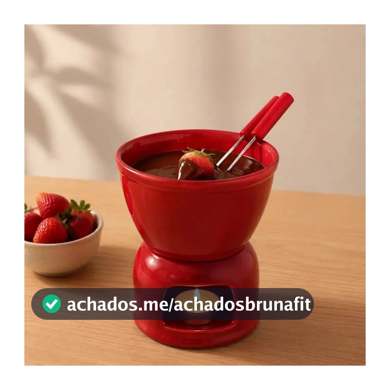 Kit Fondue de Porcelana 4 Peças 400ml para Chocolate Queijo Panela de Fondue