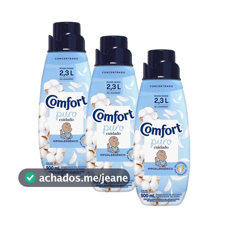Kit 3 Amaciantes Concentrado Comfort Puro Cuidado 500ml