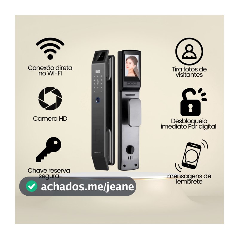 Fechadura eletrônica inteligente câmera, reconhecimento facial 3D, Digital Biométrica Envio Imediato