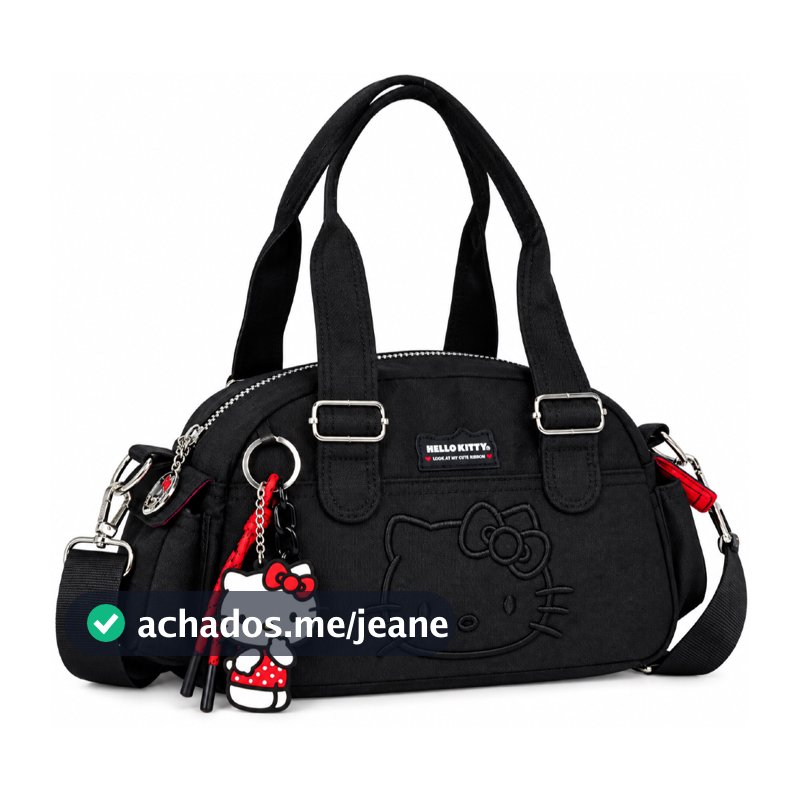 Bolsa Transversal de Ombro Hello Kitty Original Feminina C/ Chaveiro Emborrachado Juvenil