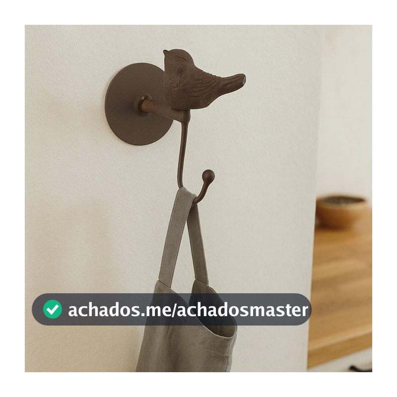 Gancheira de Parede Ferro com Passarinho em Resina Organizador Toalhas Casacos Chaves Farmhouse