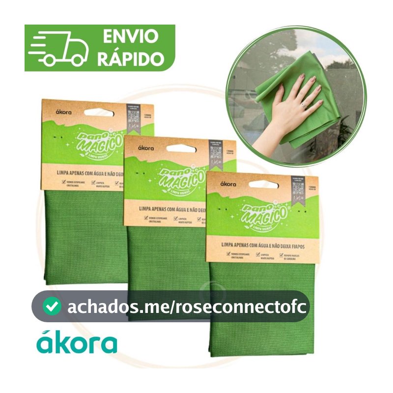 KIT 1 2 3 4 Limpa Vidro Pano Mágico Ákora Poliéster e Poliamida Microfibra Limpeza Original