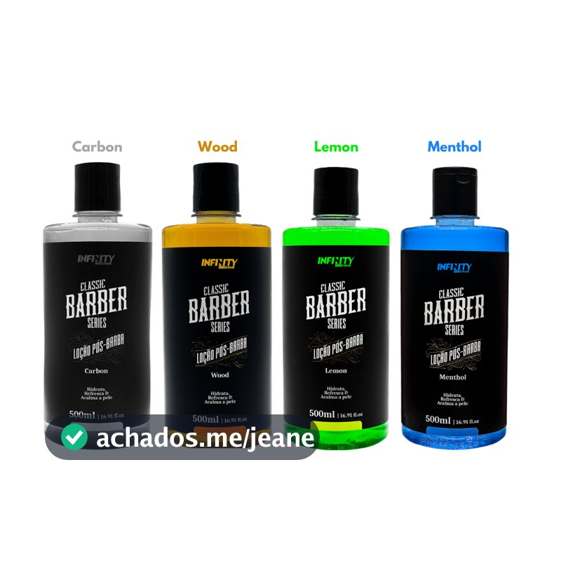 Loção Pós Barba Menthol, Wood, Lemon, Carbon 500ml INFINITY LOOKS HAIR 1,3 ou 4 Unidades
