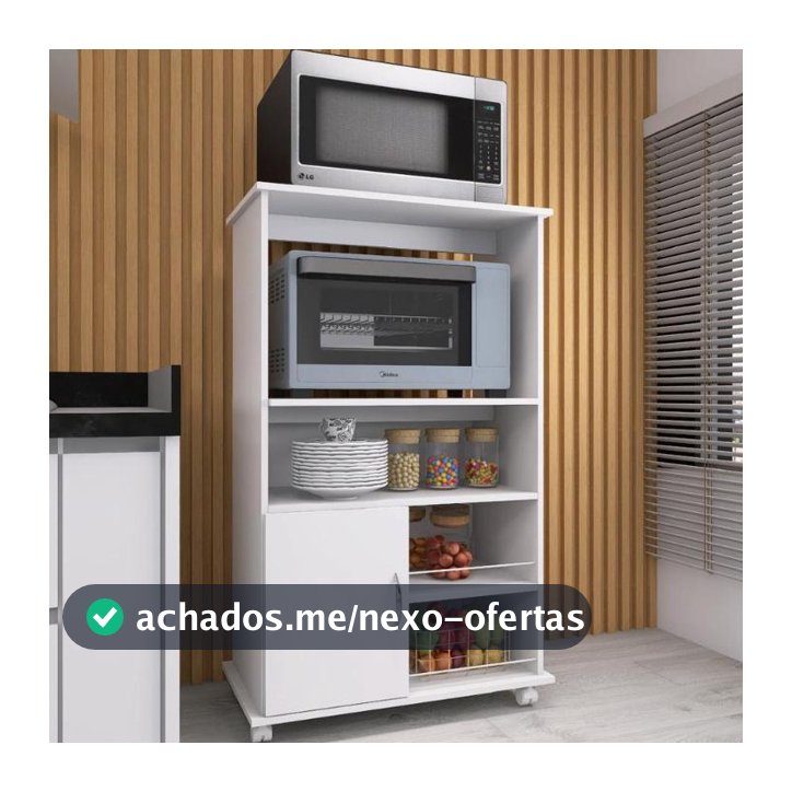 Armário Fruteira Forno com Suporte para Microondas e Balcão Multiuso com Rodinhas