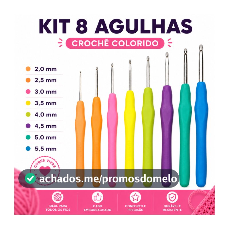 Kit Agulhas Barbante Para Crochê Profissional Peças croche fio de malha, barbante, lã ou linha