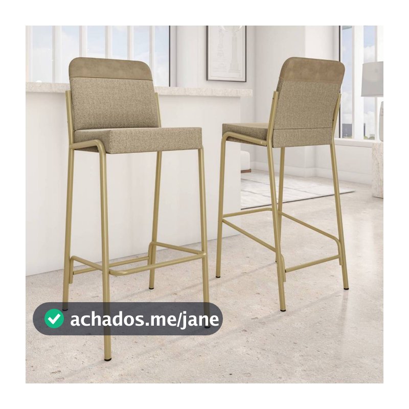 Kit 2 Banquetas Altas Duo Carraro Bamboo e Dourado