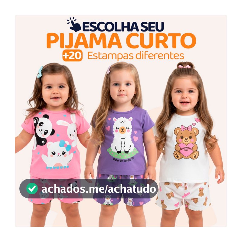 Pijama Infantil Bebê Menina Manga Curta com Estampas Fofas e Conforto Roupa para dormir Bebê Feminino Verão Calor L06