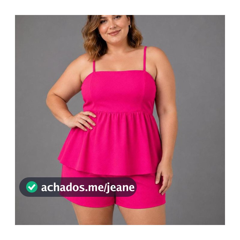 Conjunto Verão Plus Size em Tecido Duna Leve e Fresco com Alças Reguláveis e Elastex nas Costas
