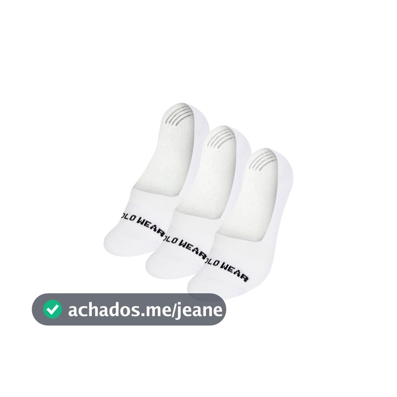 Kit 3 Pares De Meias Sapatilha Masculinas Polo Wear Branco