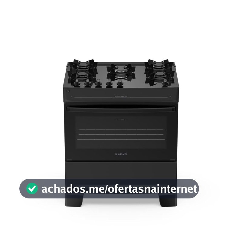 Fogão Top Glass 5 Bocas 110V/220V Mesa de Vidro Mega Chama Mônaco Atlas